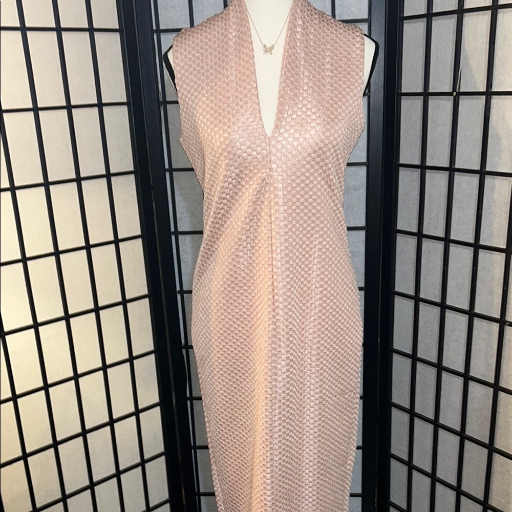 Zara Pink Sleeveless Textured Dress